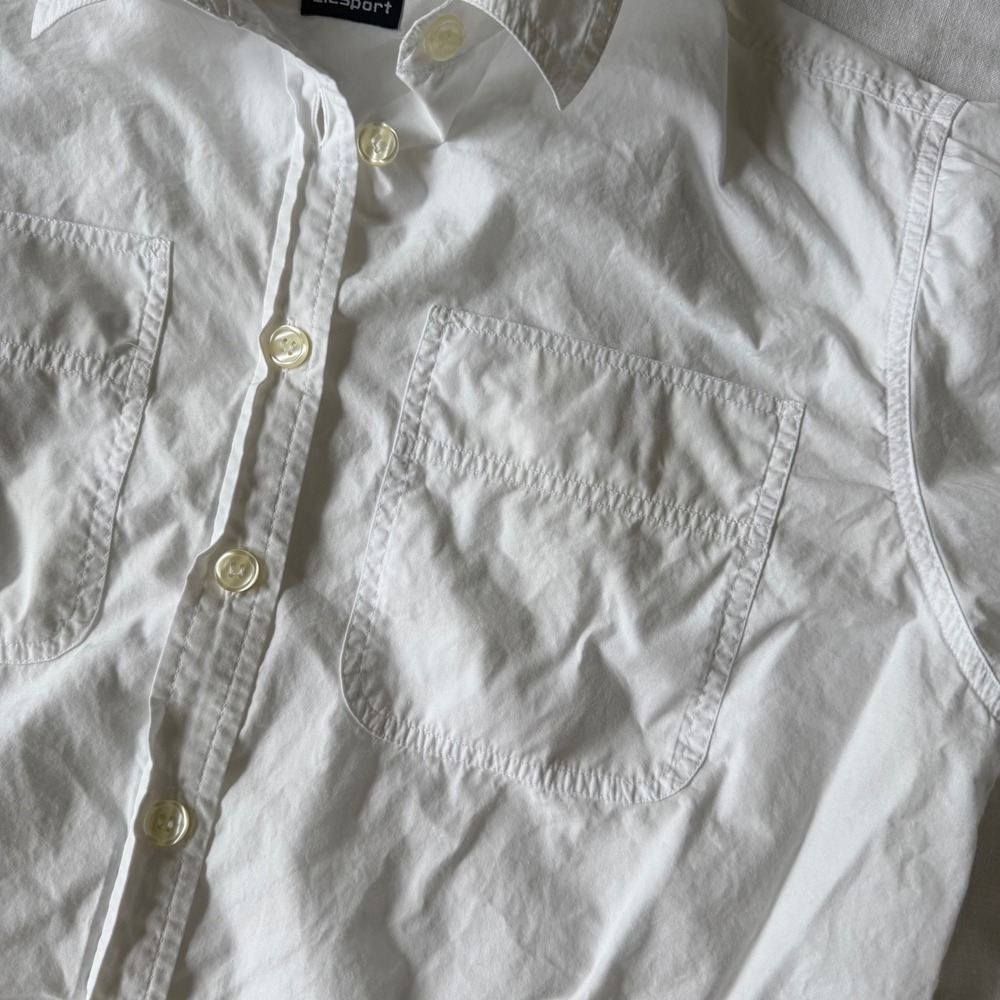 90's Lizsport White Cotton Button Down Long Sleeve Shirt Pocket Size L - Picture 7 of 7